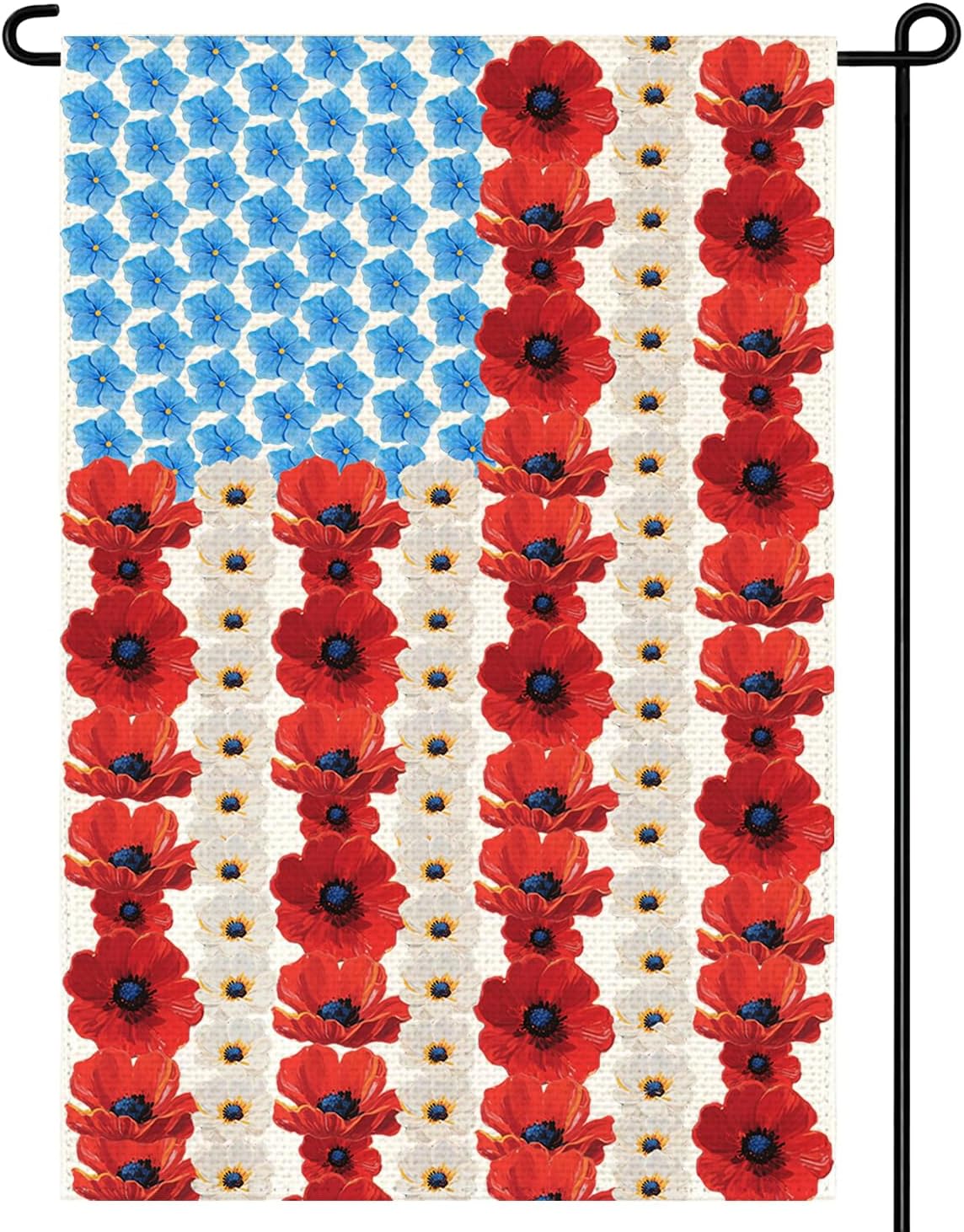 Bandera jardín EE.UU. 12x18pulg doble cara amapolas