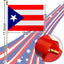 12 Banderas Puerto Rico 8x12" en Palo Madera Mini Decoración