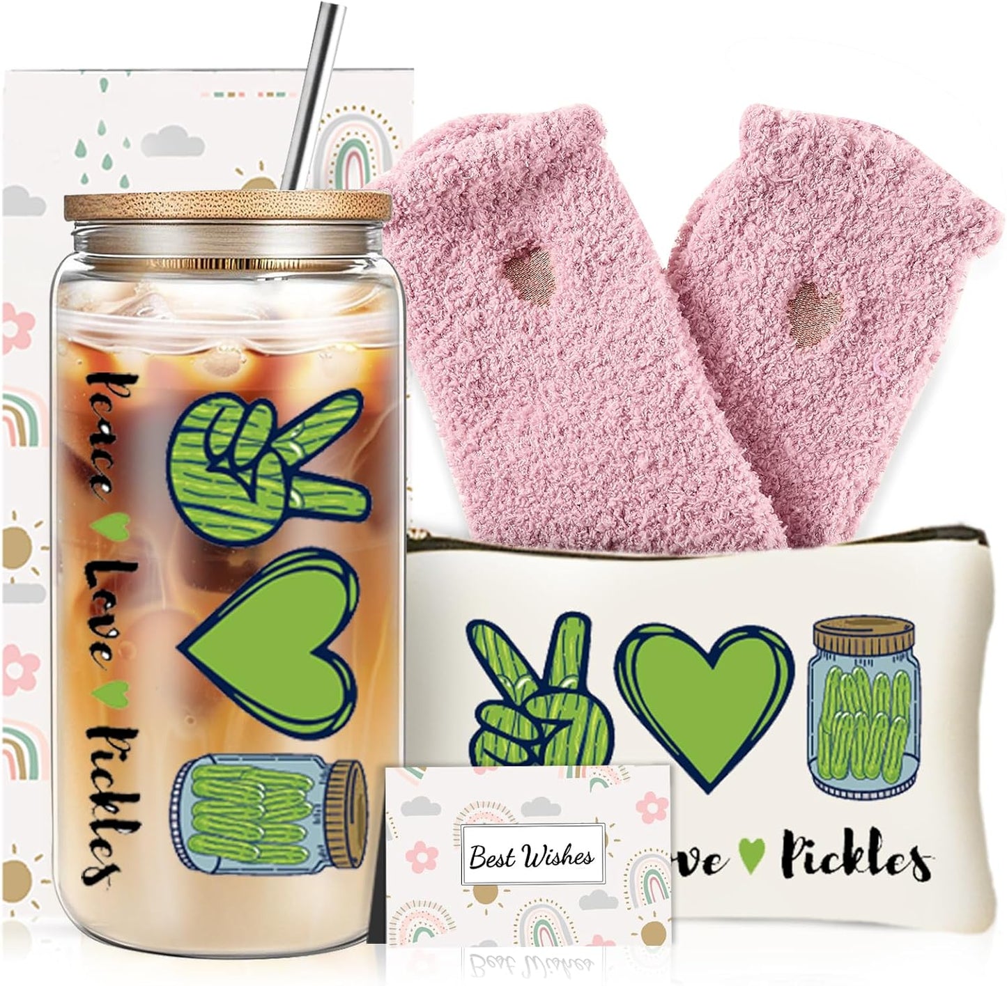 Set regalo temática pepinillos con vaso vidrio