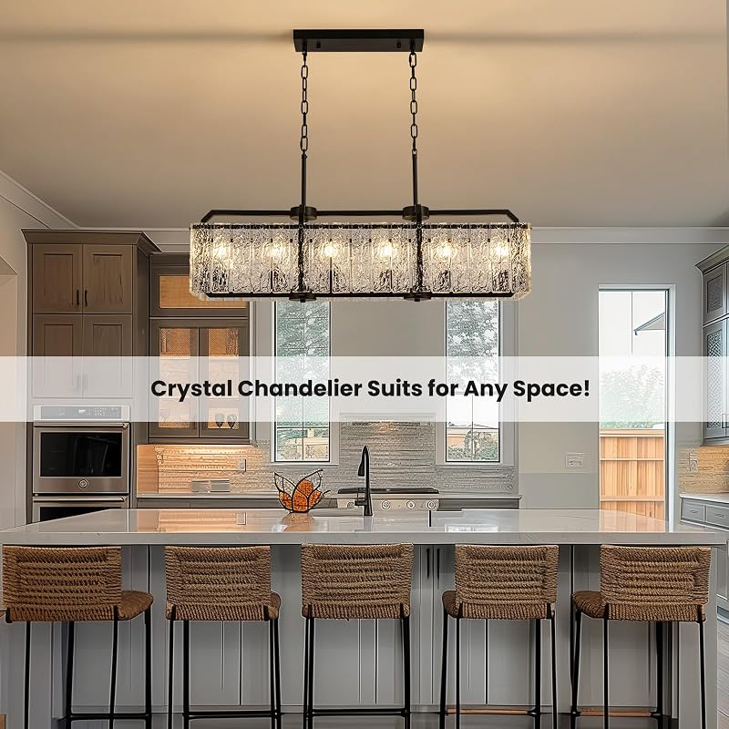 Candelabro rectangular cristal negro para comedor y cocina