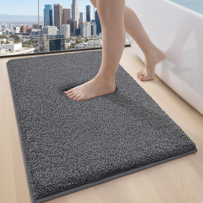 Alfombra baño microfibra gris oscuro 20x32pulg absorbente suave