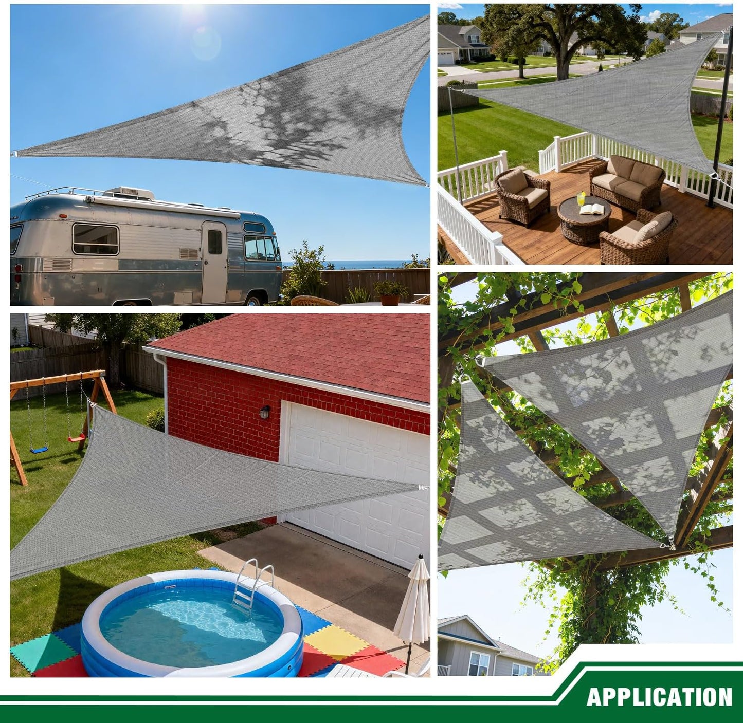Toldo vela triangular 8x8ft resistente UV gris