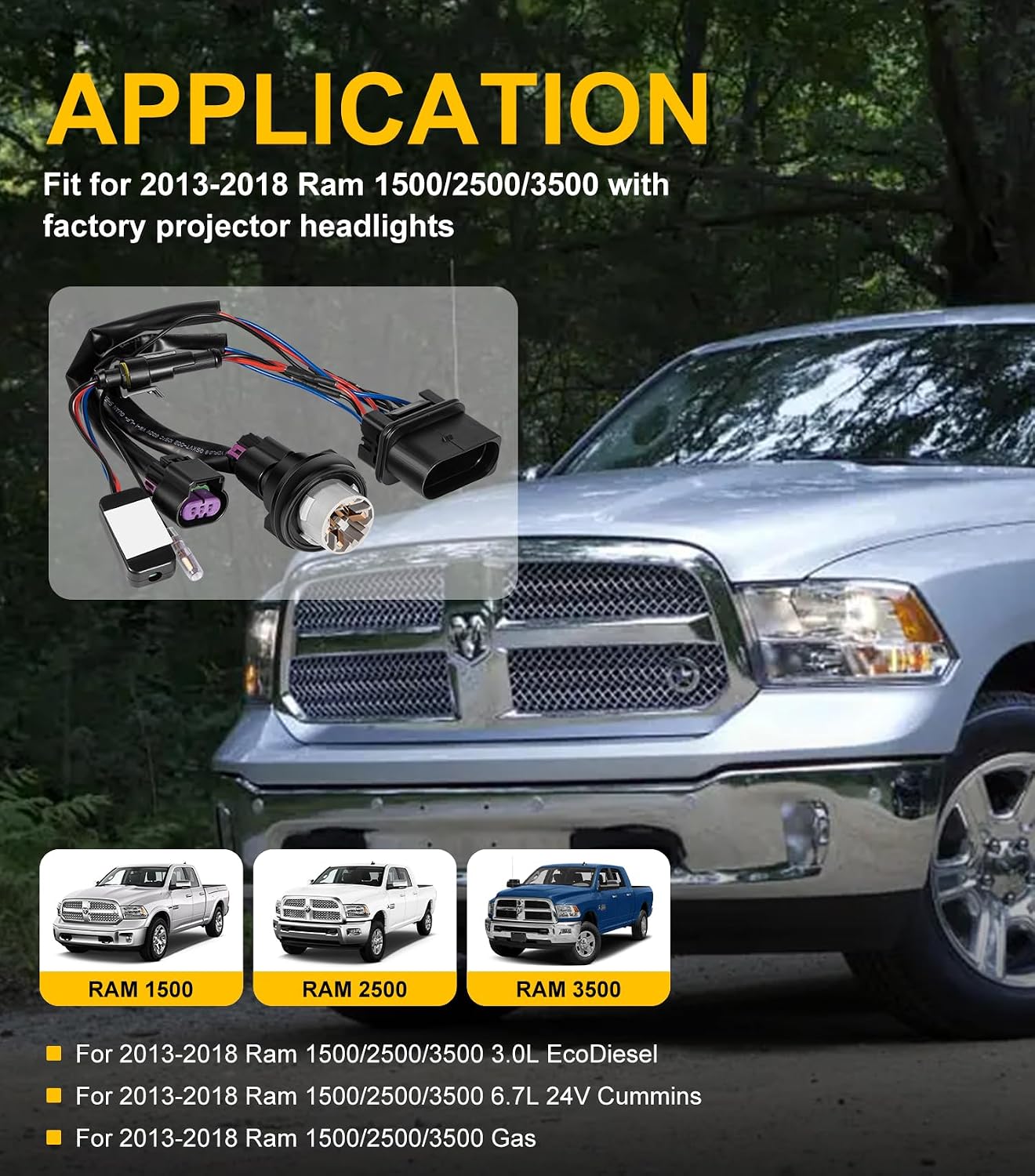 Kit ensamblaje arnés conversión faros Ram 2018 pack 2