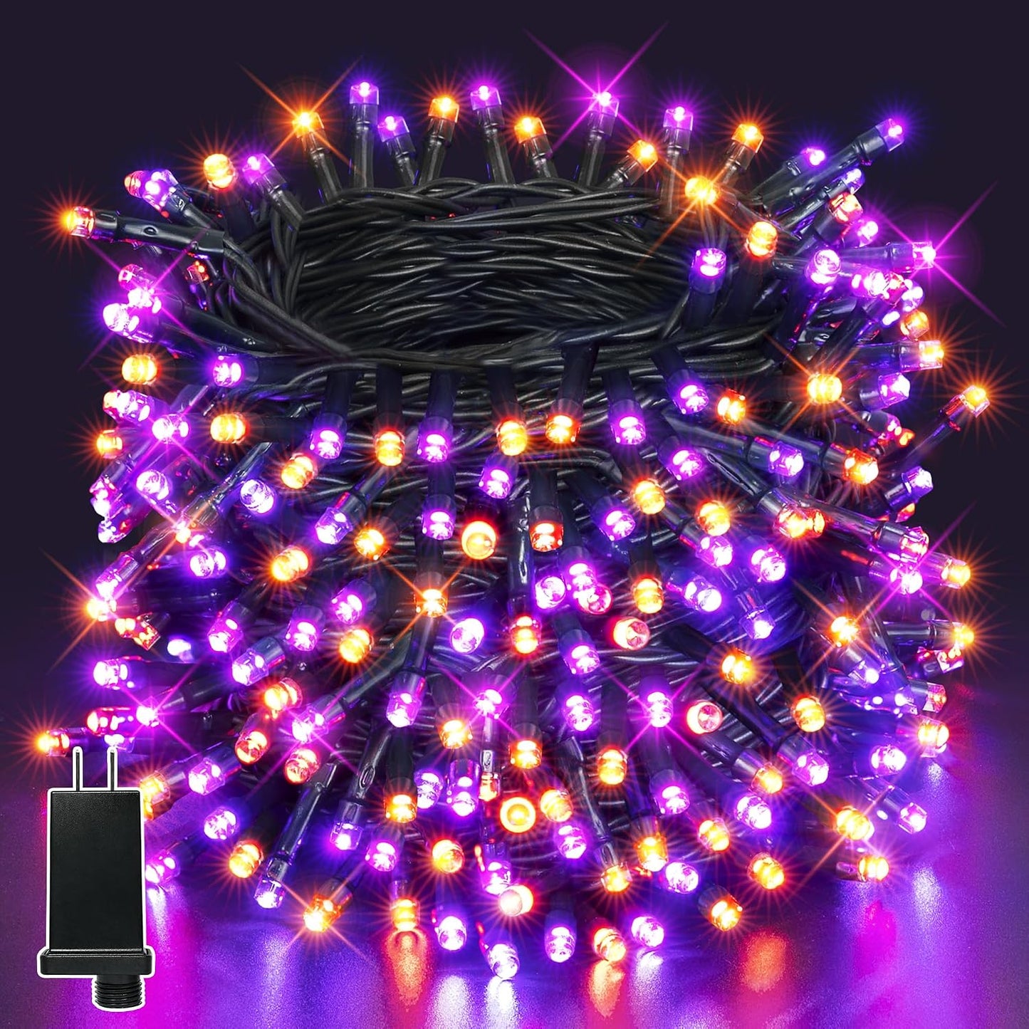 Tira luces LED Halloween 66ft naranjas moradas 8 modos