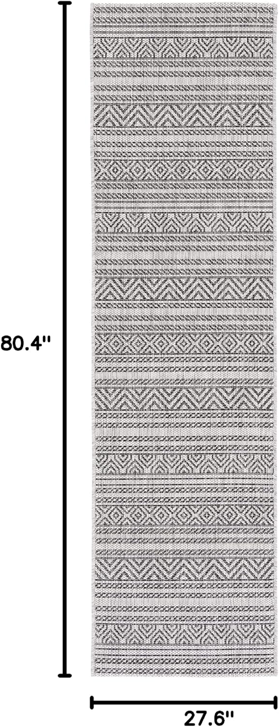 Alfombra decorativa impermeable 2.3x6.7ft negro y gris