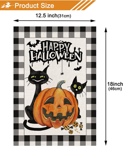 Bandera jardín gato negro 12.5x18pulg doble cara decoración hogar