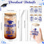 Set 6 vasos vidrio graduado 16oz con tapa popote azul