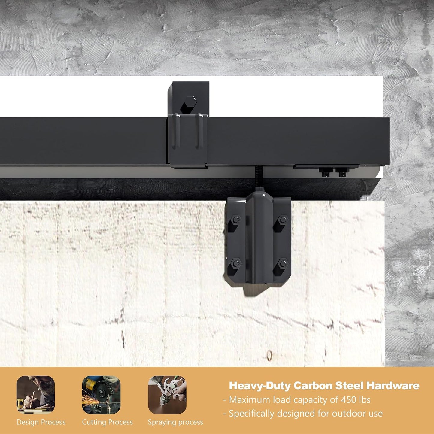 Kit riel doble puerta industrial negro 13ft carga 300lb
