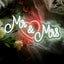 Letrero neón Mr & Mrs con corazón USB para bodas y fiestas