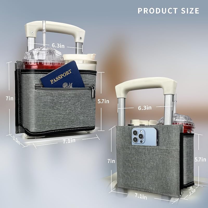 Soporte taza equipaje viaje para bebidas café gris