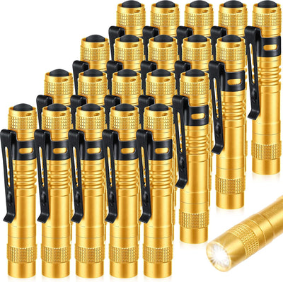 20 Pzas Linterna Bolígrafo LED Sin Batería 3.54pulg Amarillo