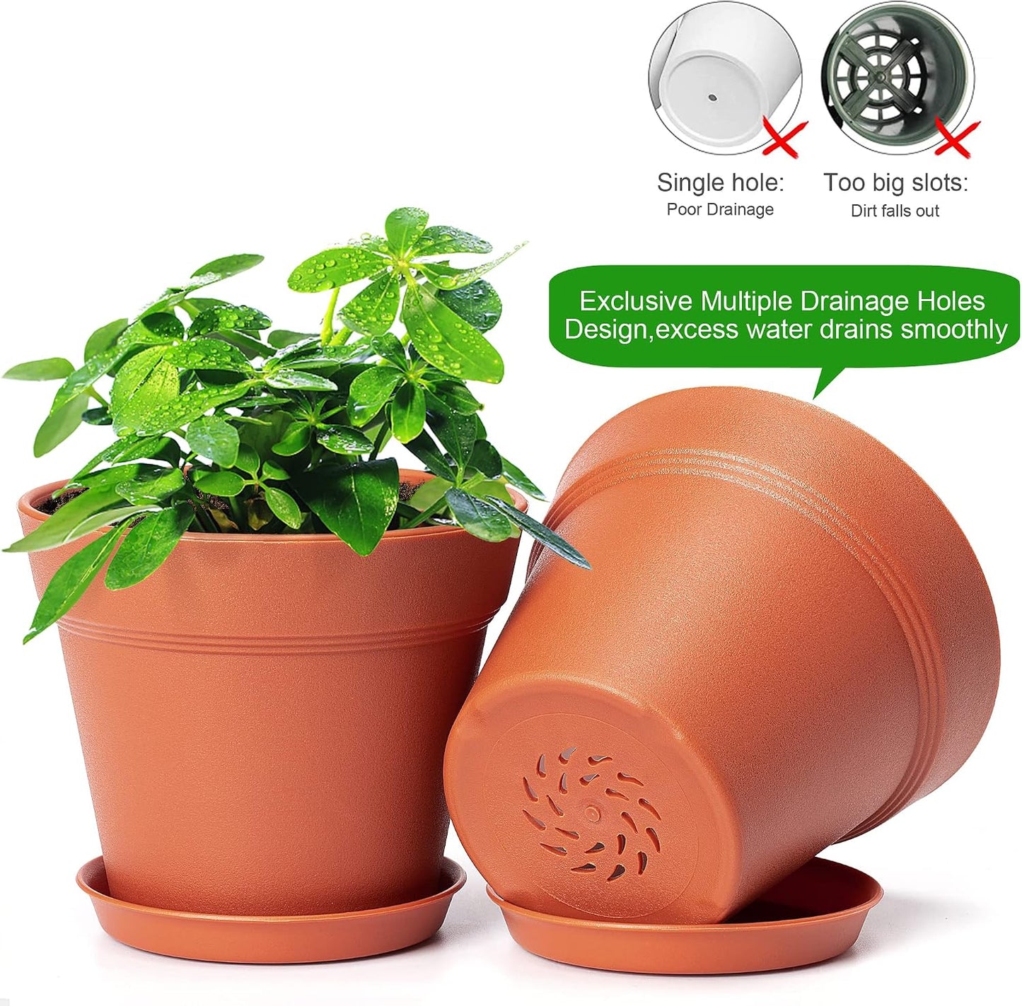 16 Macetas Terracota 4" con Bandeja Drenaje Interior
