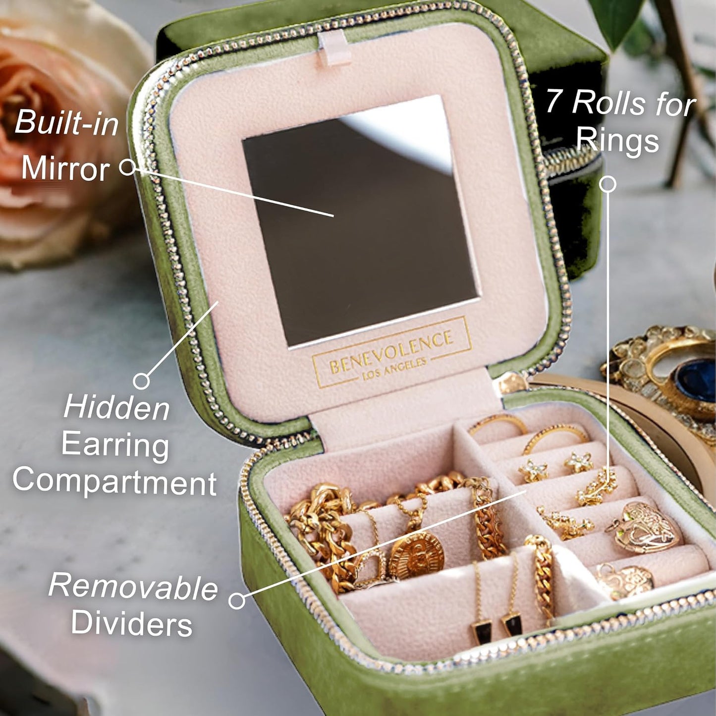 Estuche joyas terciopelo espejo regalo cumpleaños mujer