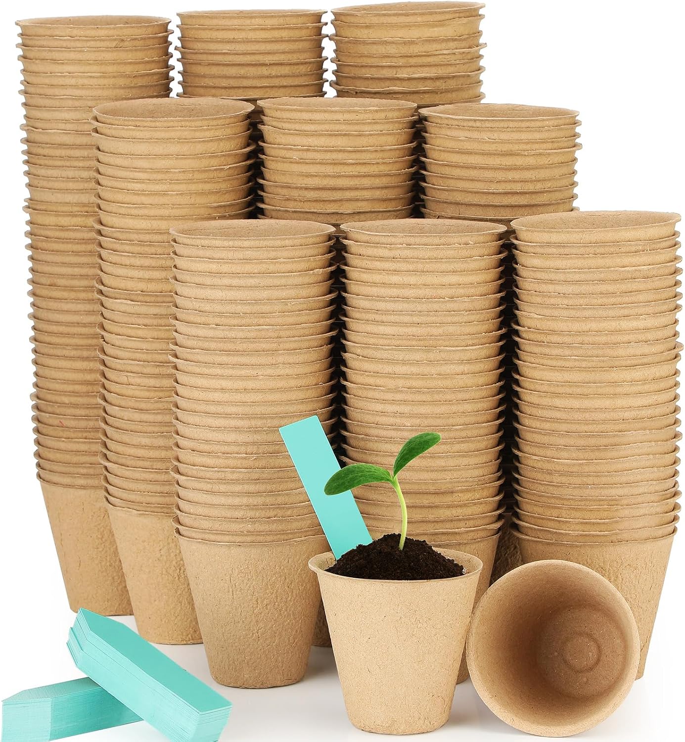 Macetas Turba 3.15pulg Biodegradables con Etiquetas Germinación