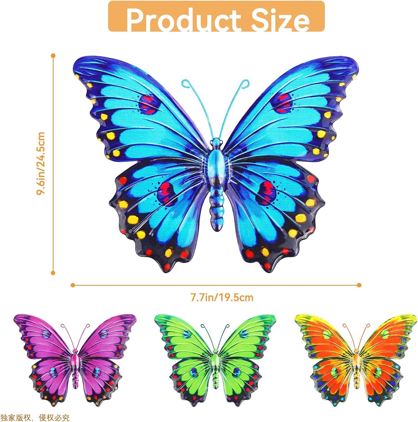 Decoración pared mariposa metal 3d para jardín y balcón