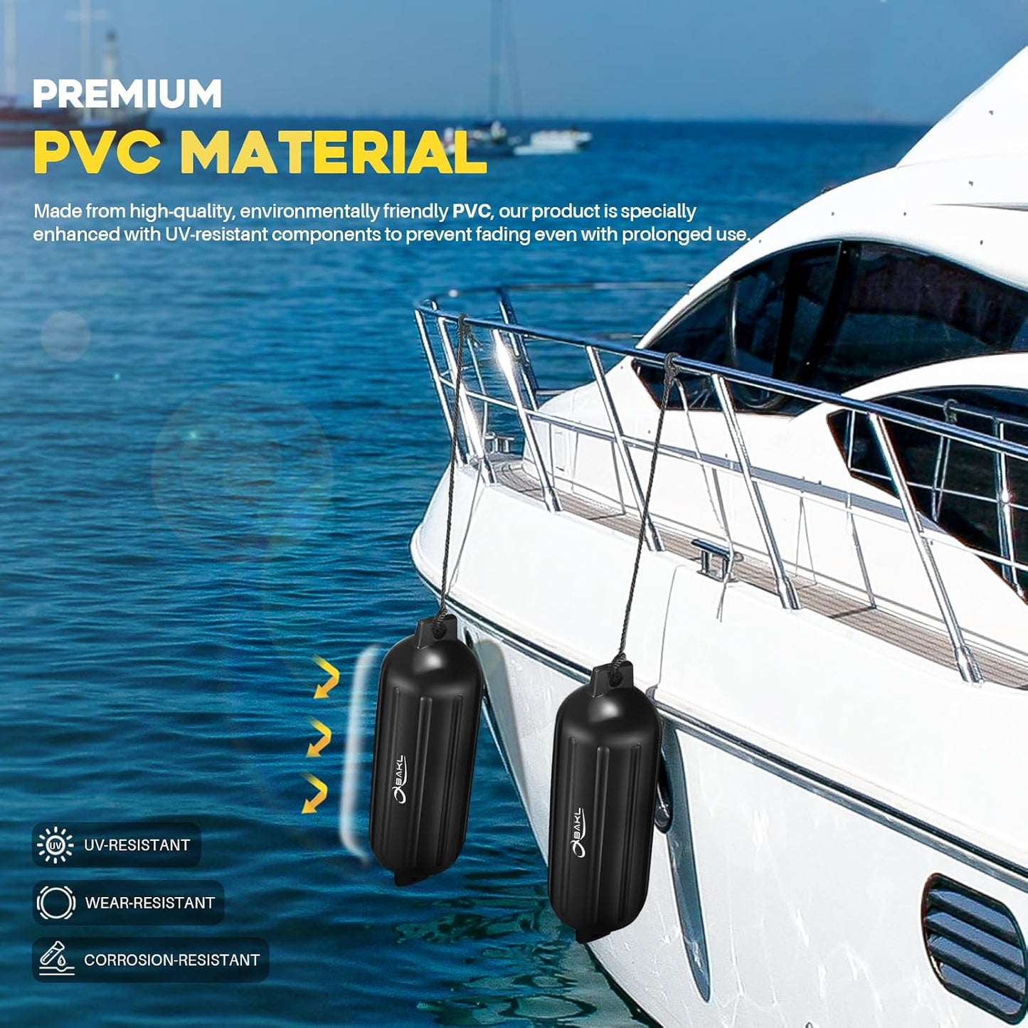 Defensas barco 8.5x27pulg set 4 con cuerdas y bomba