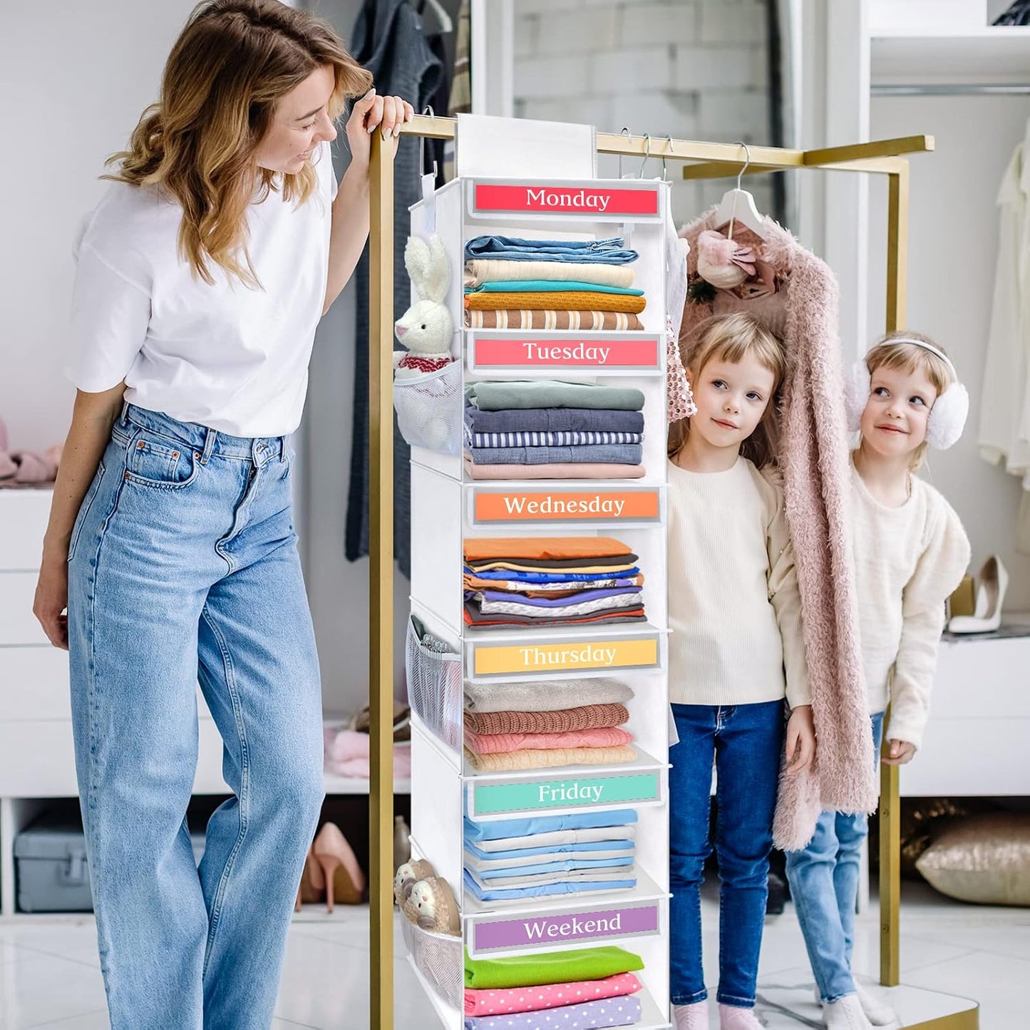 Organiz. ropa niños 6 estantes color blanco