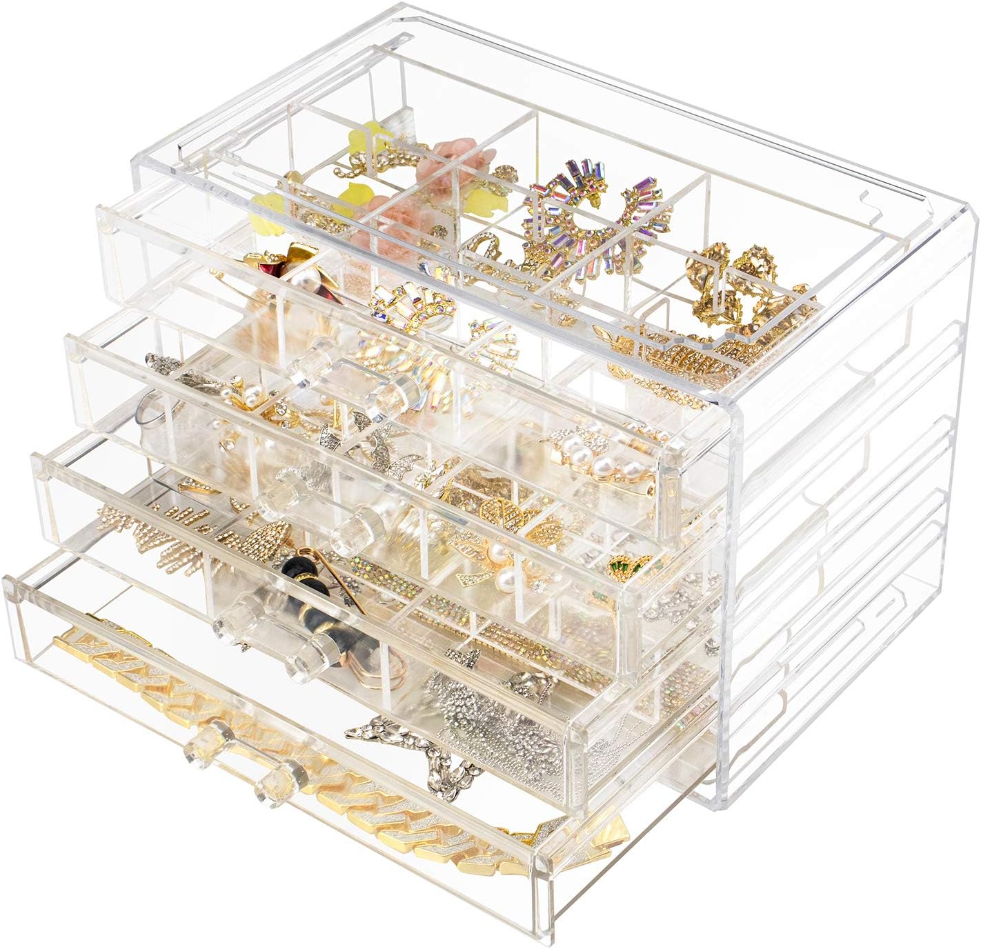 Caja organizadora joyas acrílico 72 rejillas ajustables
