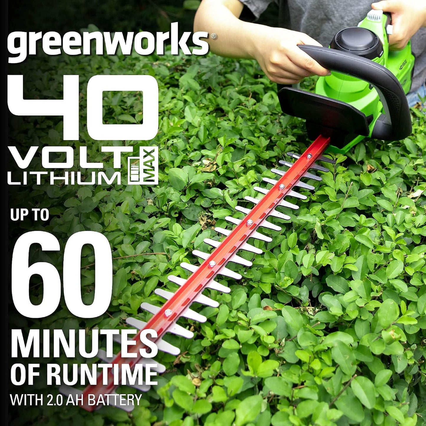 Cortasetos inalámbrico Greenworks 40V 24pulg 1pulg corte