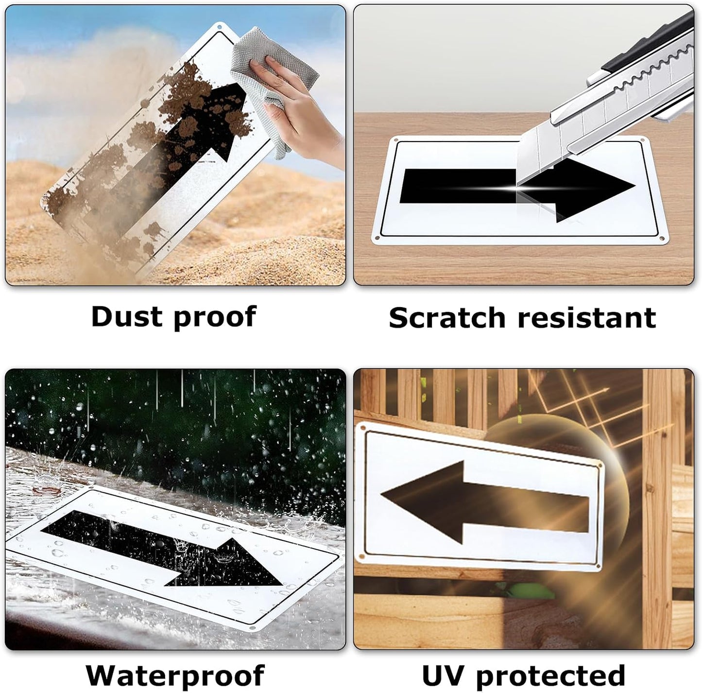 Letrero flecha aluminio 10x5" resistente agua pack 2