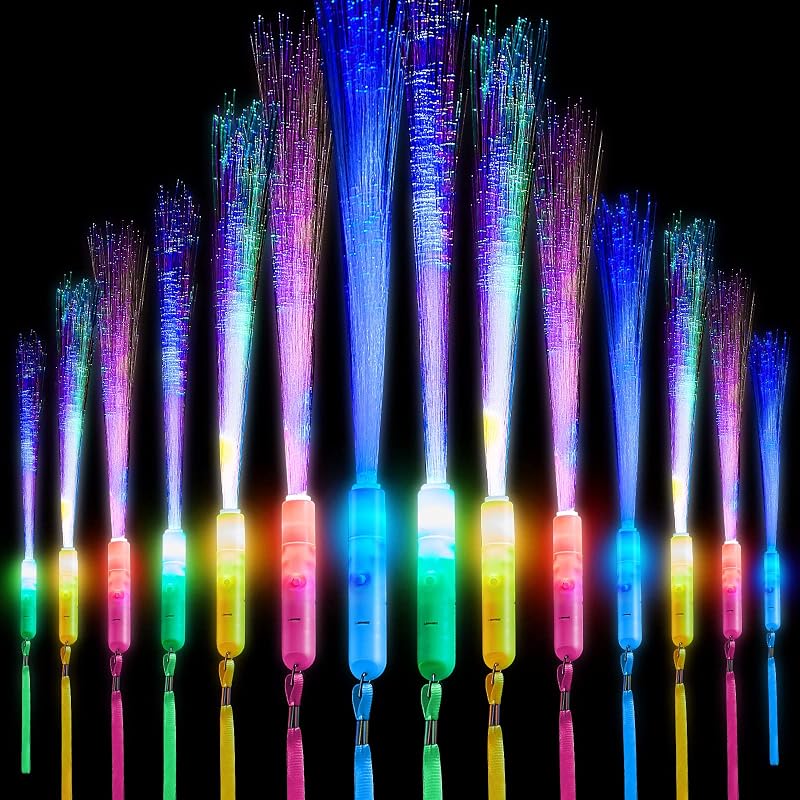 60 Varillas Luminosas Fibra Óptica 3 Modelos Baterías Fiesta