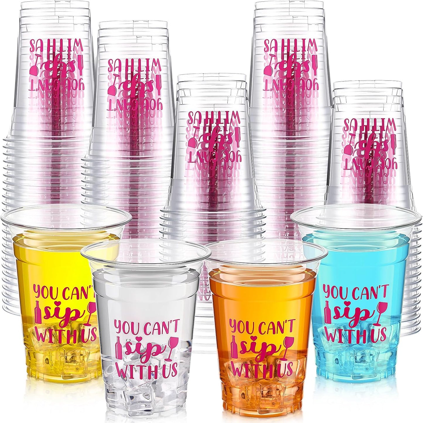 50 Vasos Plástico Transparente 16oz Regalo Soltera