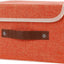 Cubo almacenamiento lino plegable con tapa naranja
