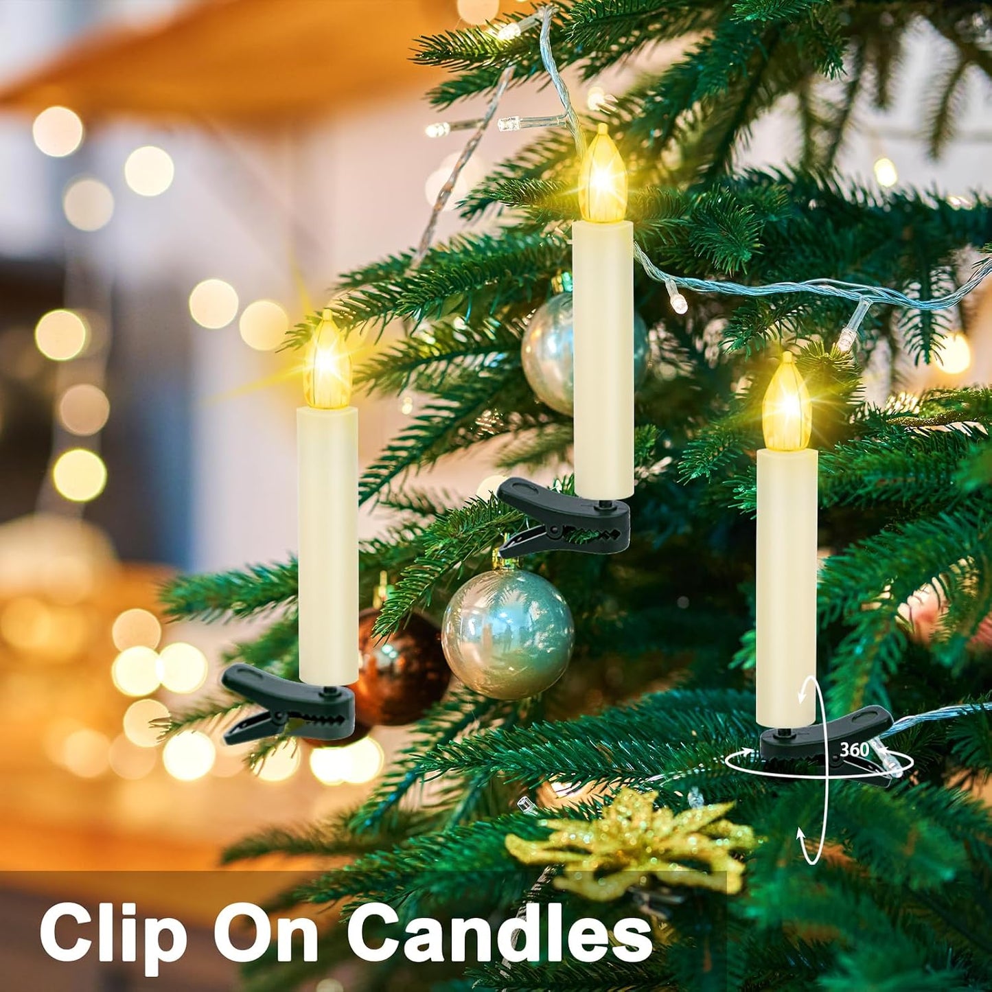 Velas LED Navidad con clip luz blanca cálida sin llama