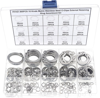 265 Pzas Anillo Retención Acero Inox 0.157-1.102pulg