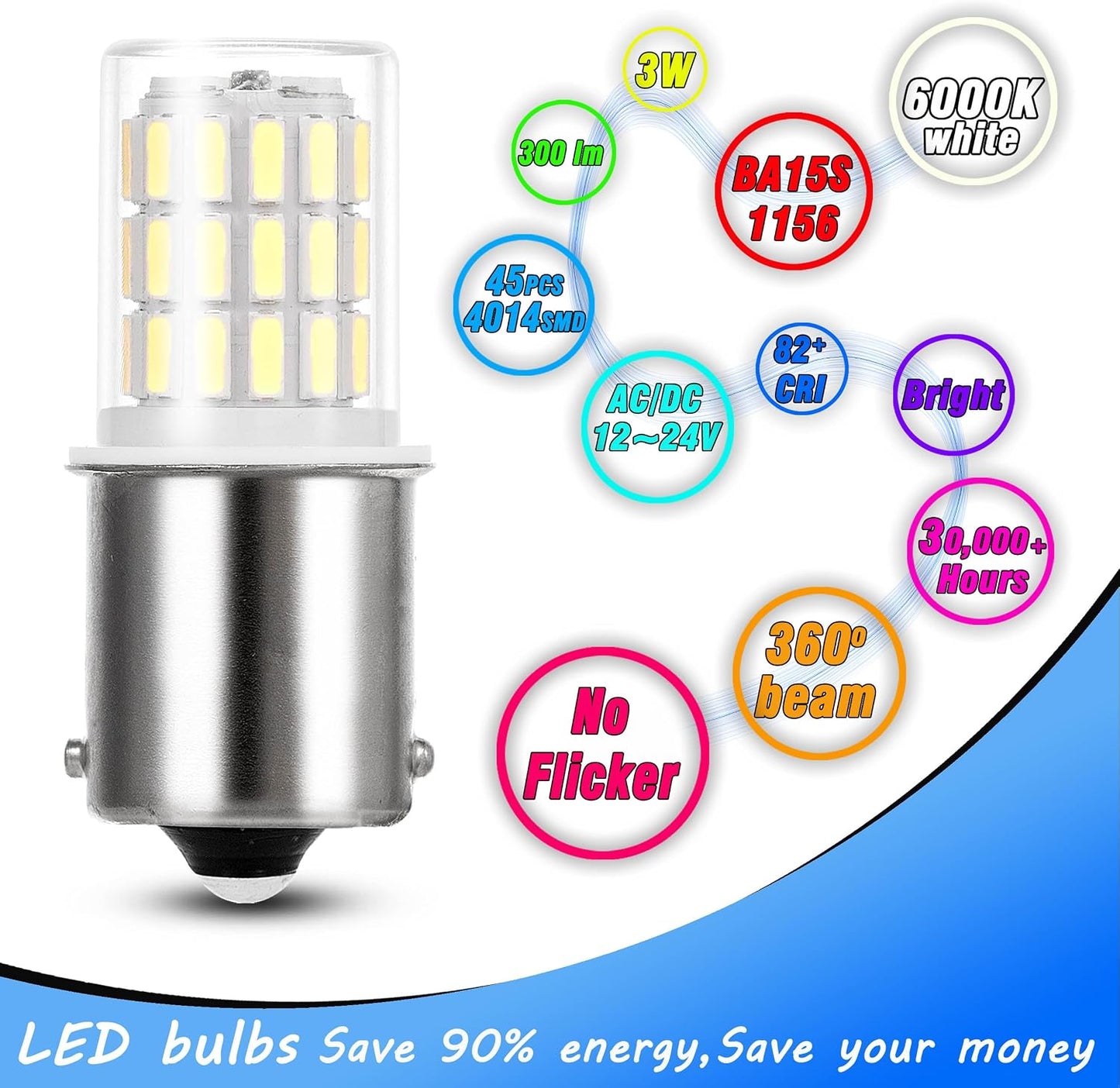 Bombilla LED 12-24V para caravana súper blanco 6000K pack 2
