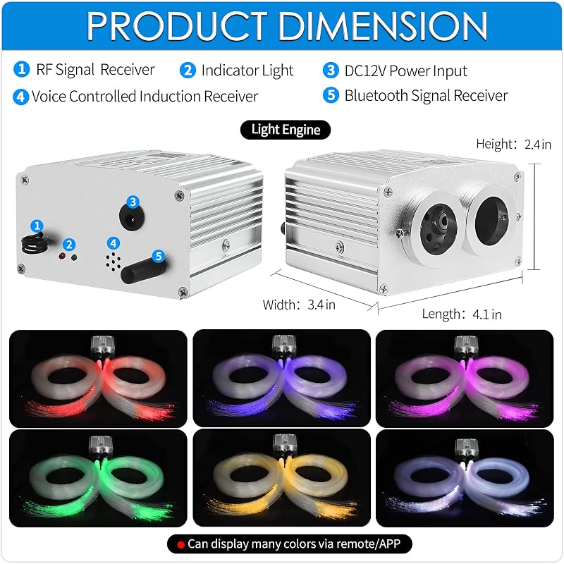 Set 1000 pzas luces estrella fibra optica para auto y hogar
