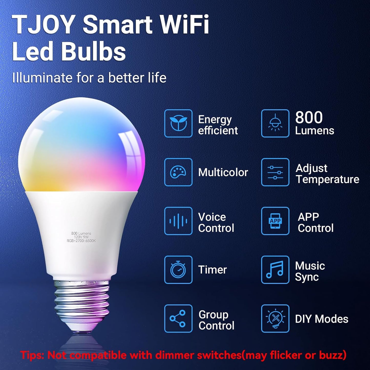 4 Bombillas Led Inteligentes RGB con Alexa y Google