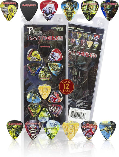 Púas celuloide Iron Maiden 0.028pulg set 12 para guitarra eléctrica