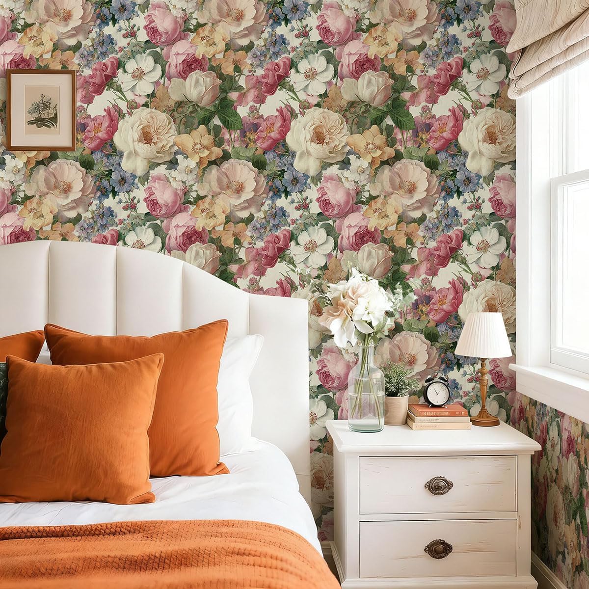 Papel tapiz floral vintage autoadhesivo extraíble 16.9x196.8pulg