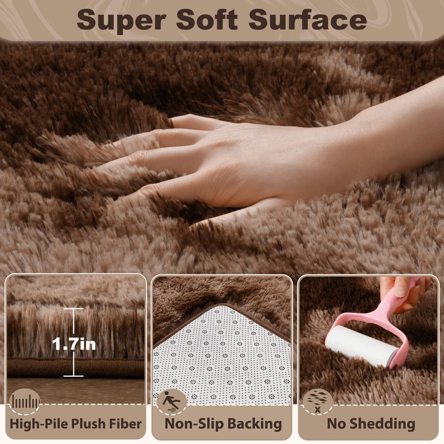 Alfombra felpa antiderrap 6x9pulg sala dormitorio