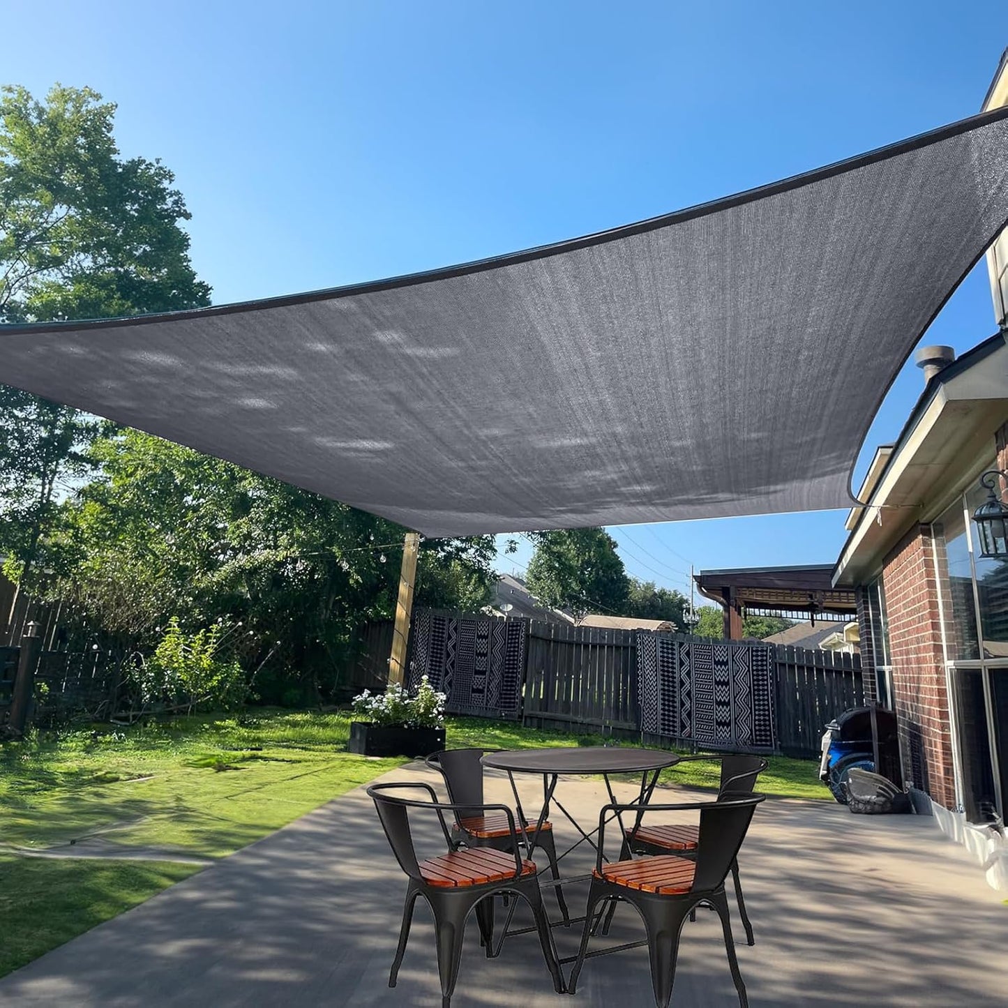 Toldo vela rectangular UV 7x13ft gris oscuro