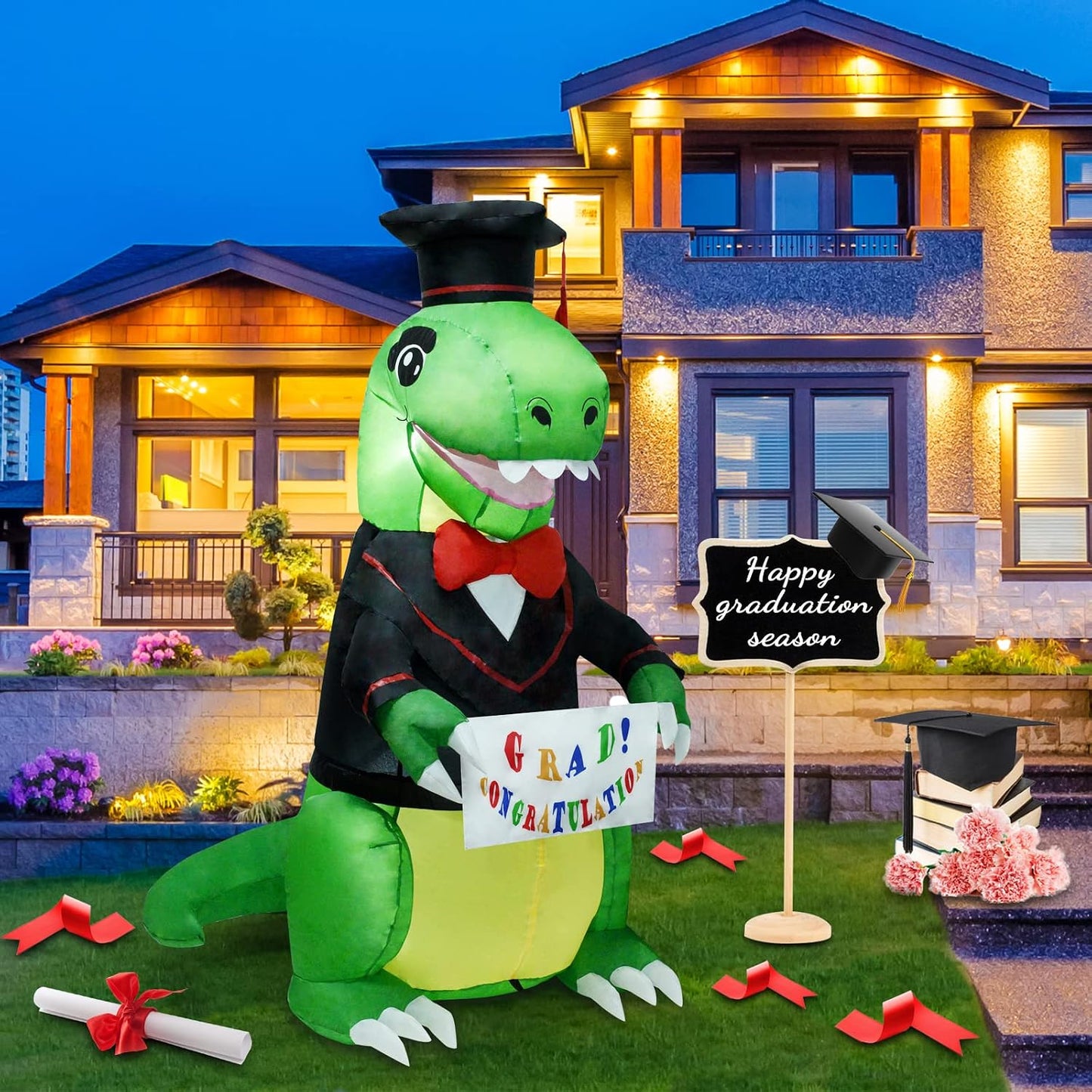 Decoración inflable dinosaurio LED para patio jardín