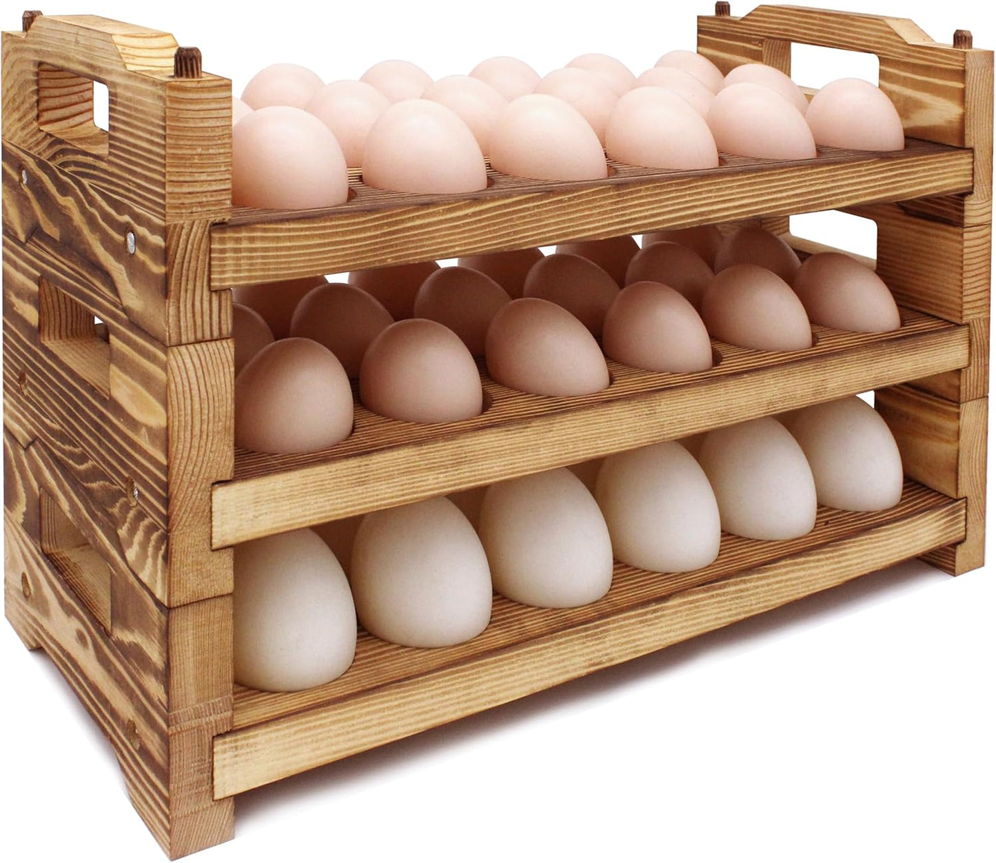Soporte madera huevos apilable 54uds set 3