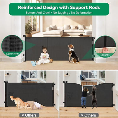 Puerta retráctil ancha para bebé y perro 85" con varillas