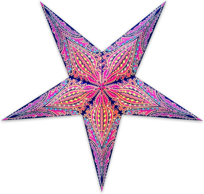 Linterna estrella papel tamaño mediano azul rosa