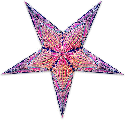 Linterna estrella papel tamaño mediano azul rosa