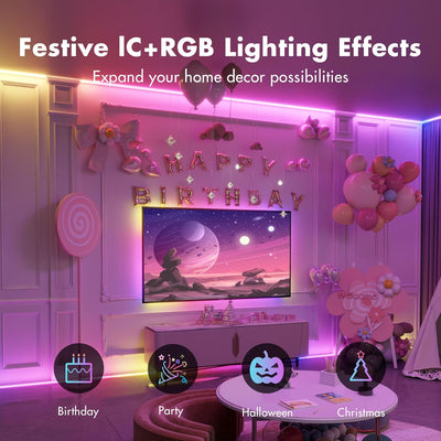 Tira luces LED ICRGB 100pies con control app cambio color