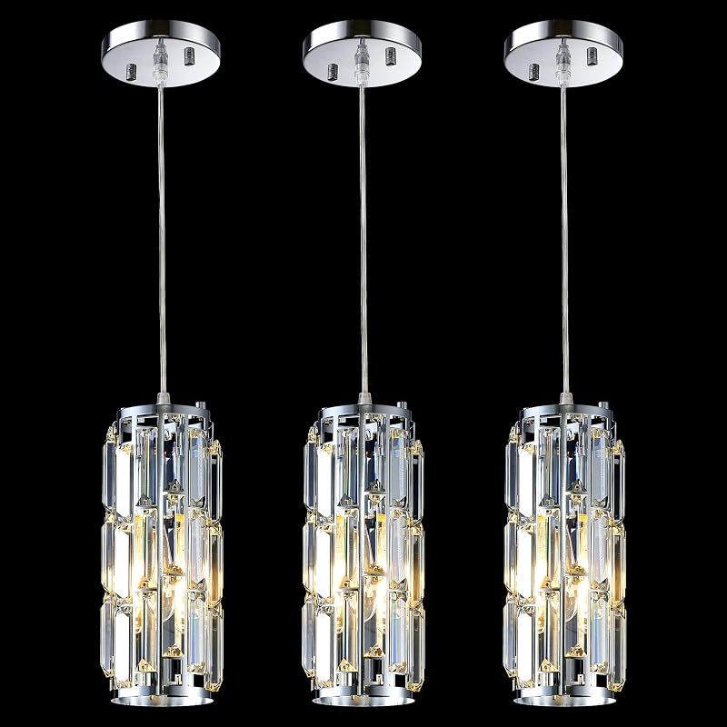 Luces colgantes isla cocina cromadas ajustables set 3