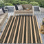 Alfombra rayada negra y caqui 5x7ft tejida a mano reversible