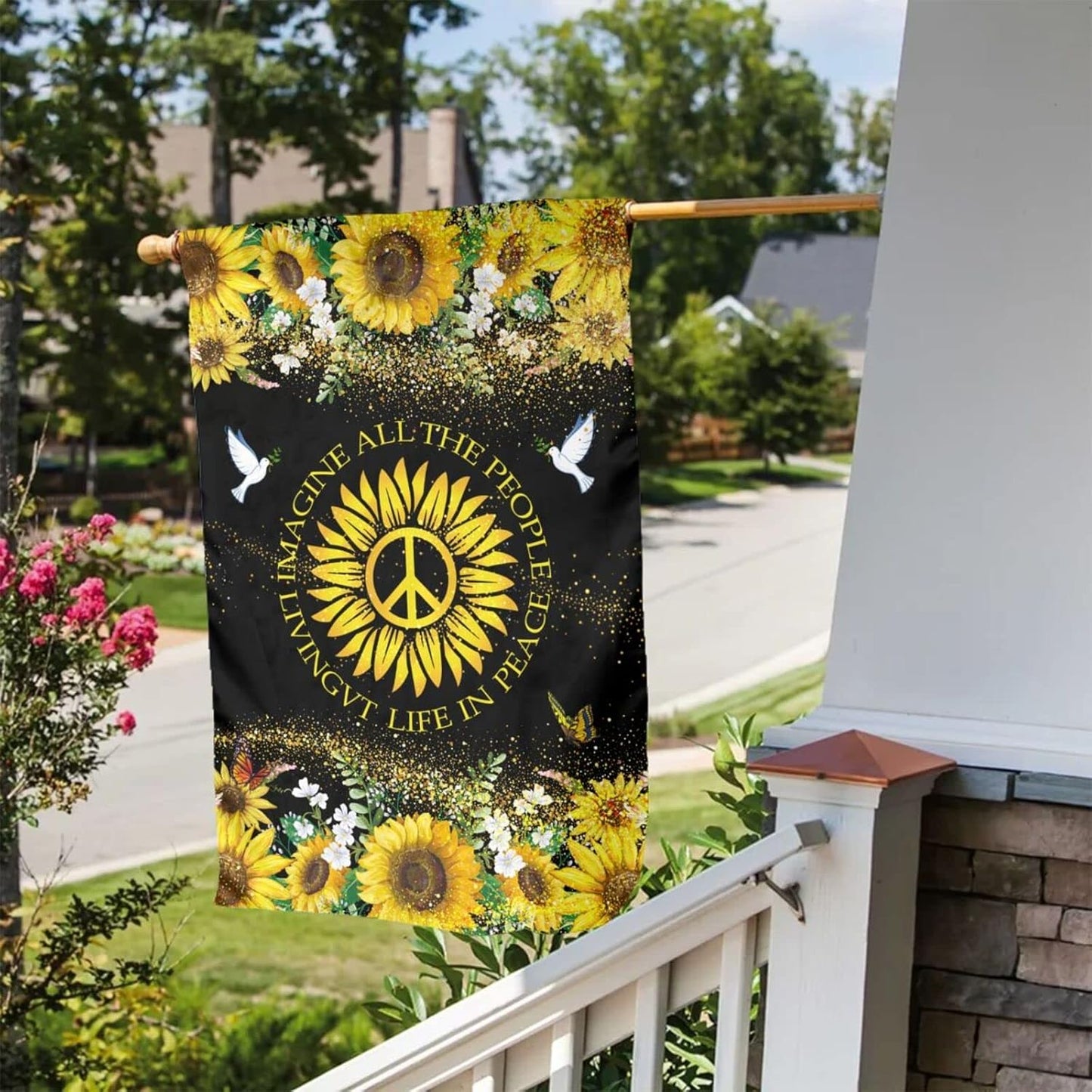 Bandera jardín doble cara 12x18pulg brisa girasol