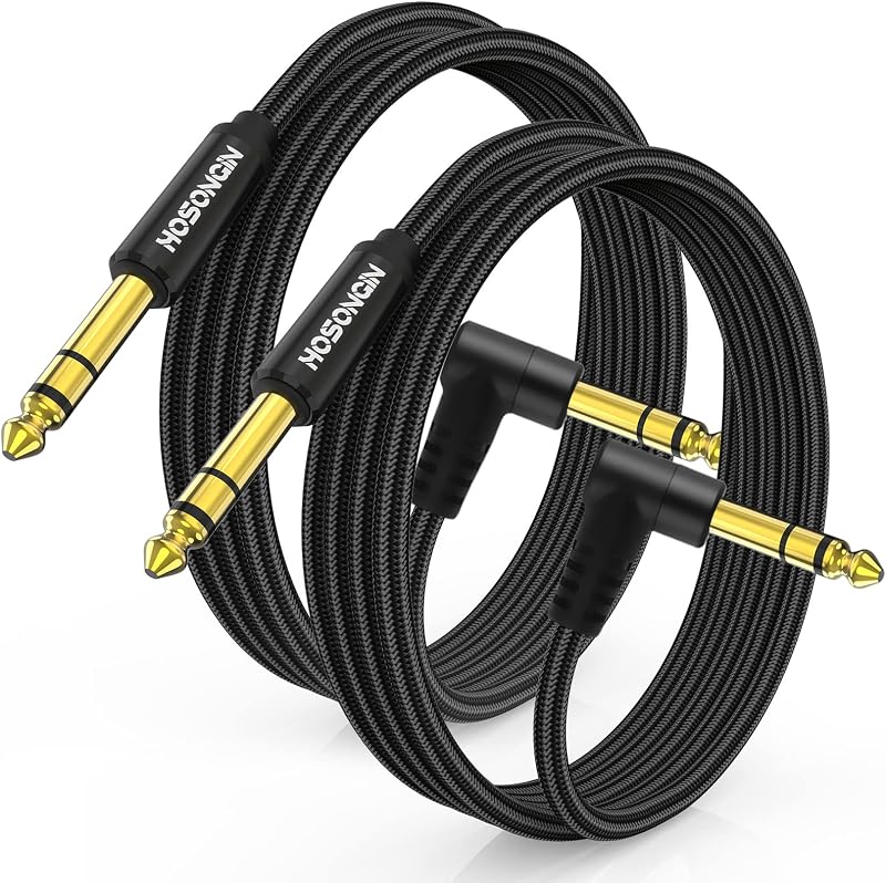 2 Cables TRS 1/4pulg 3.3ft para Guitarra Bajo Teclado
