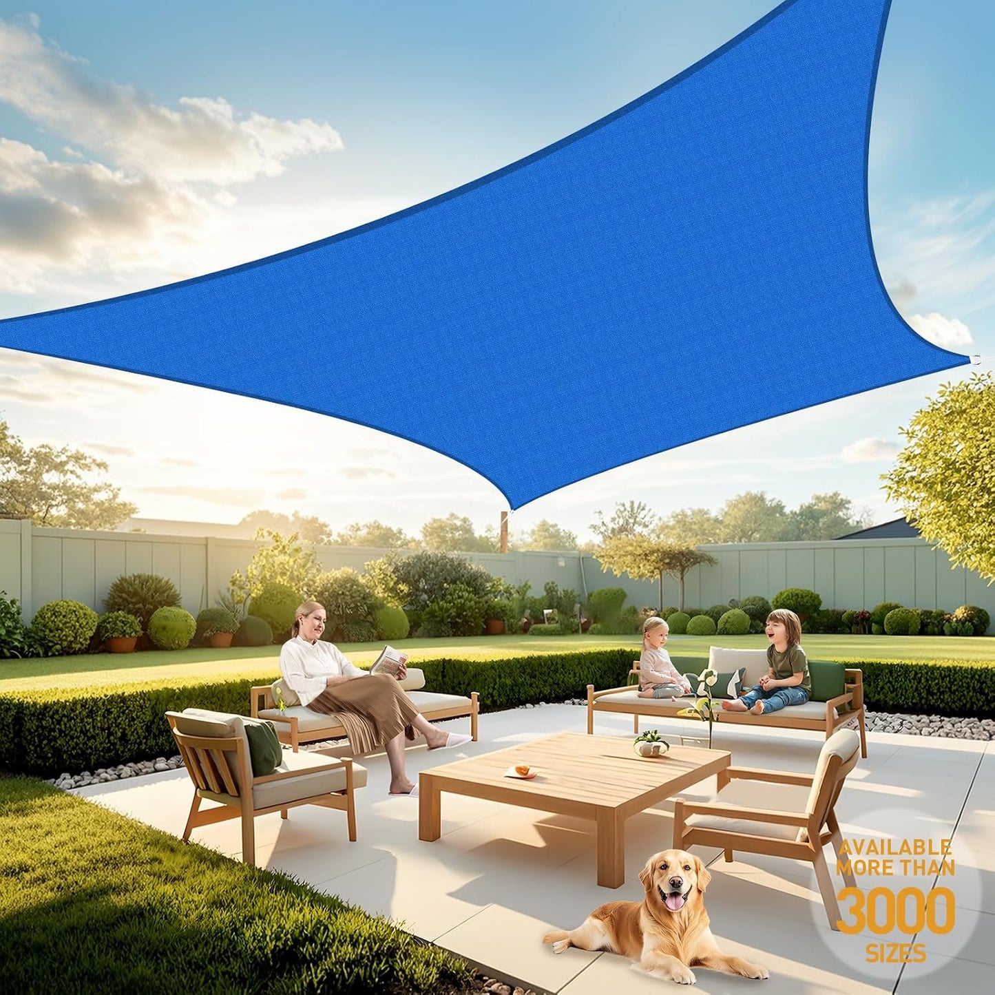 Toldo rectangular vela 7x13ft azul para terraza