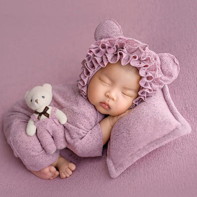 Accesorios foto bebé niña trajes morados suaves