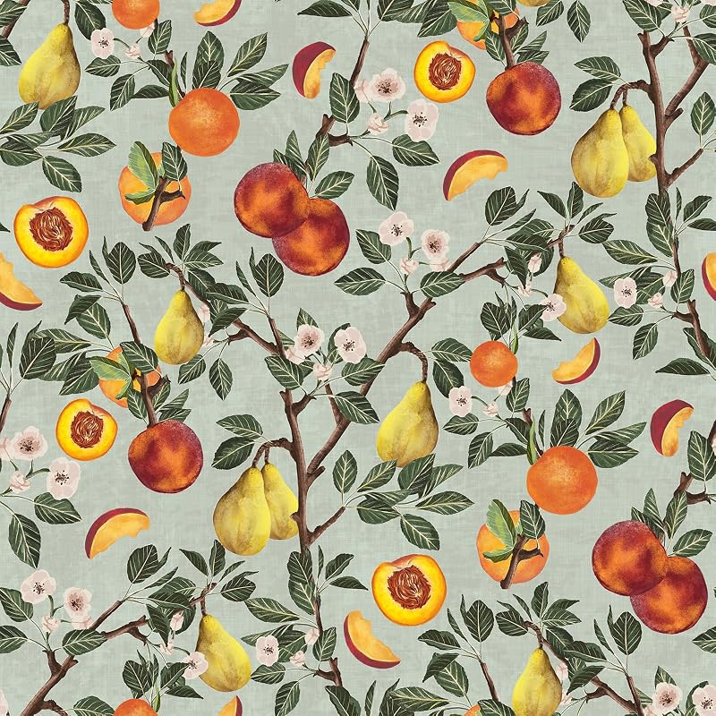 Papel tapiz floral verde vintage 17.7x354" adhesivo