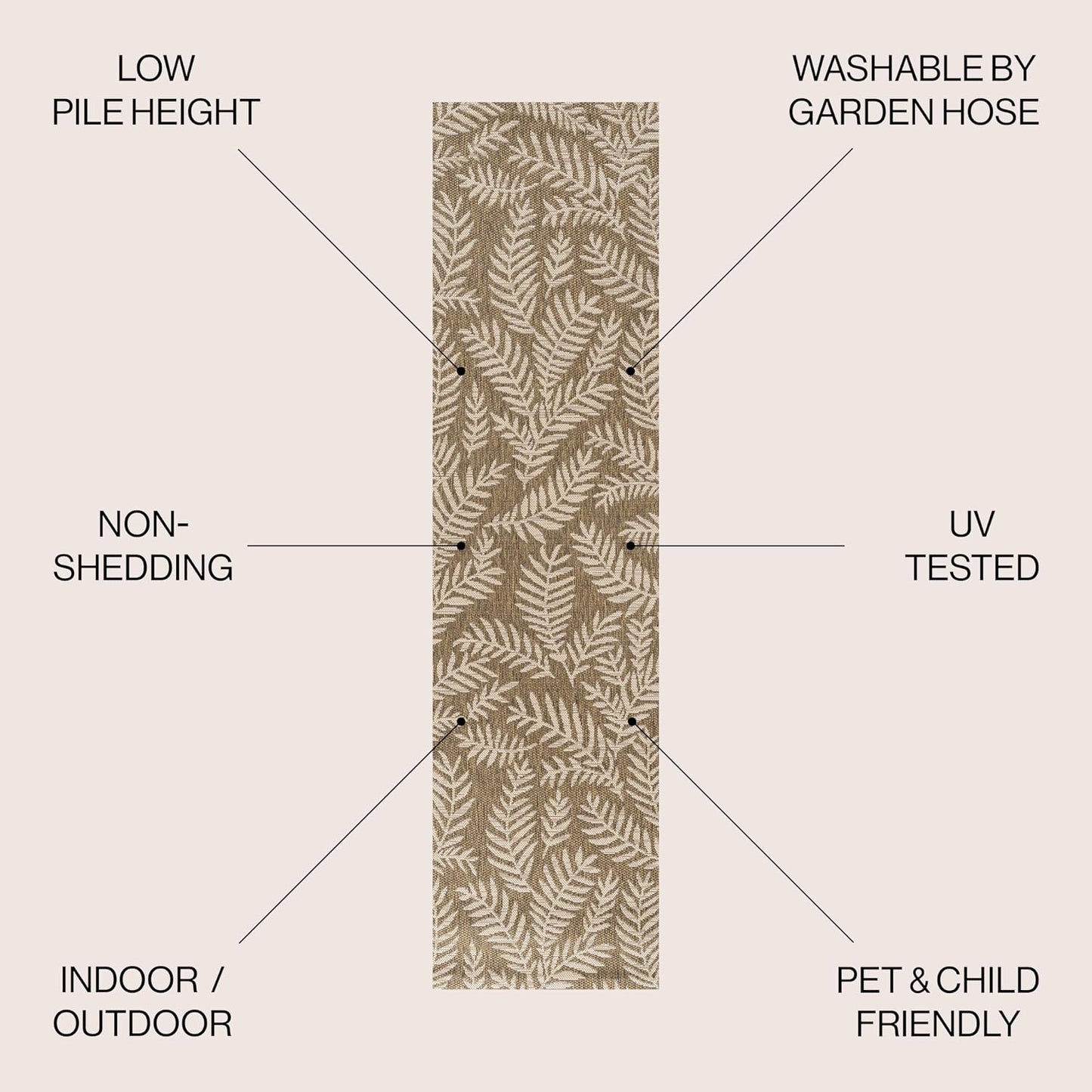 Alfombra corredor 2x10ft marrón/beige patio alta tráfico